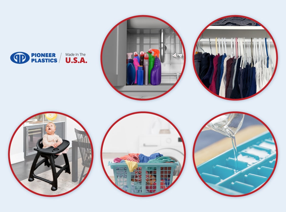 Household items made by plastic injection molding