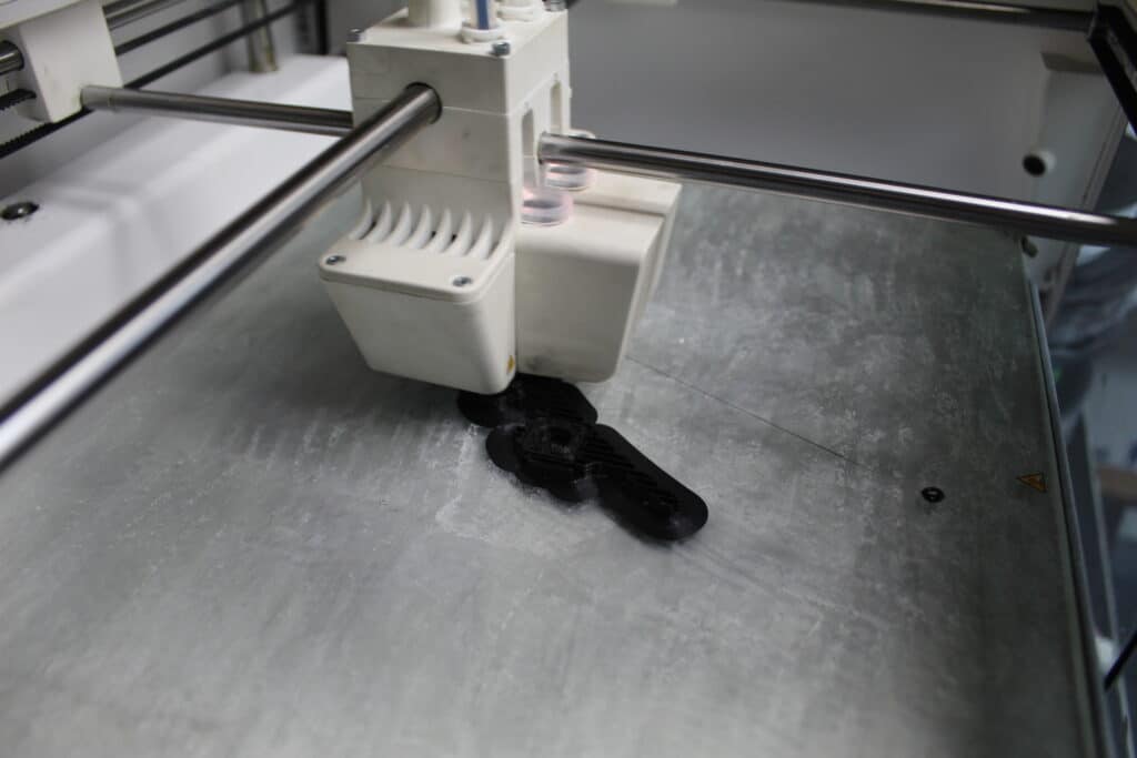 Closeup of a 3D printer