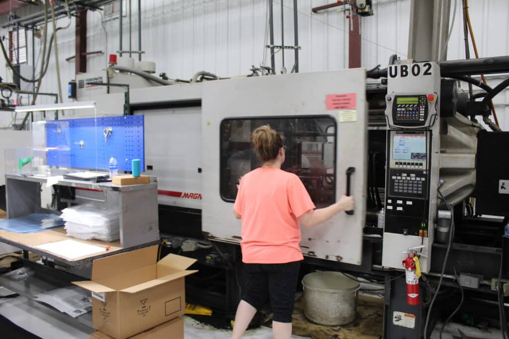 Plastic injection molding project in process at Pioneer Plastics