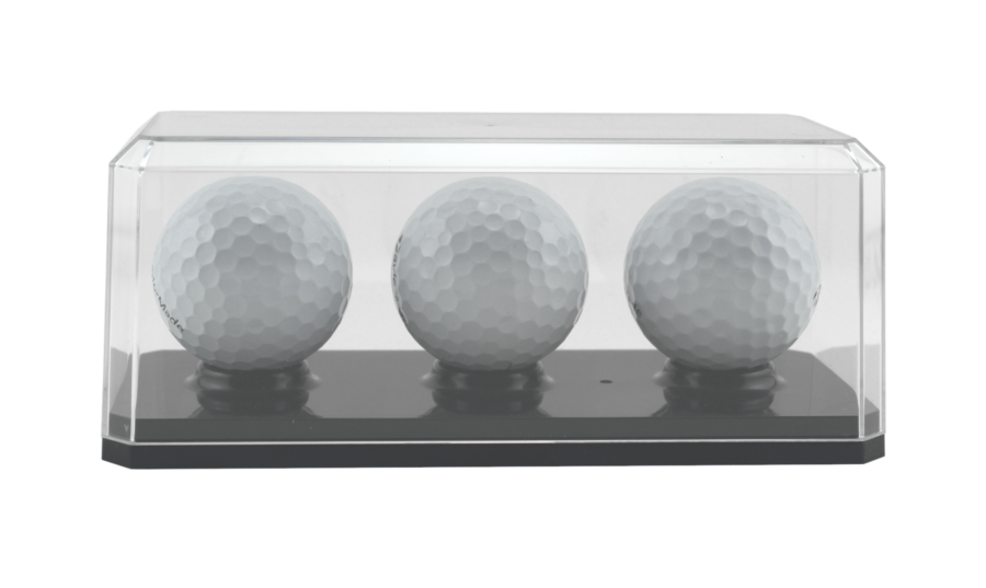 Three Golf Ball Display Case with Black Base - 143C3GOLF-BB