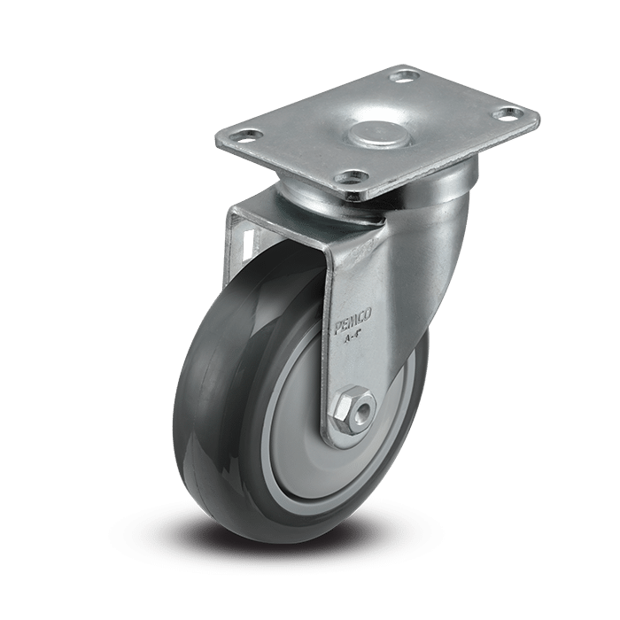 Durable black and gray wheel caster for smooth mobility and easy installation.