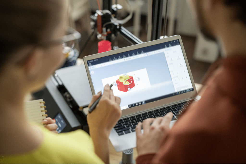 CAD drawing on a laptop