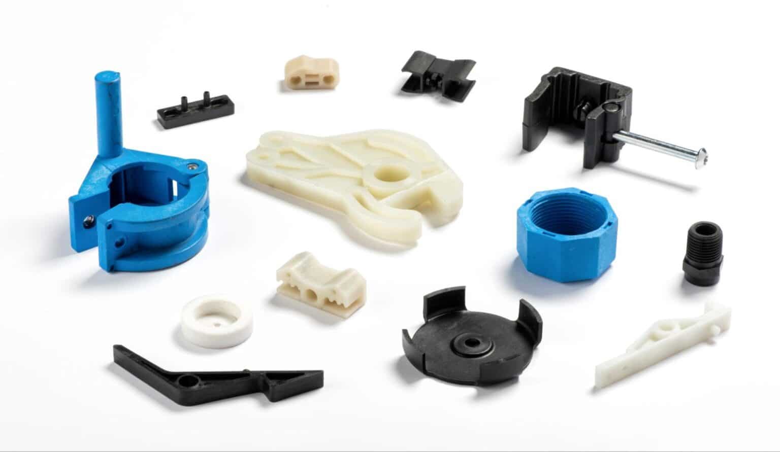 Innovative design components featuring various plastic parts for enhanced functionality.